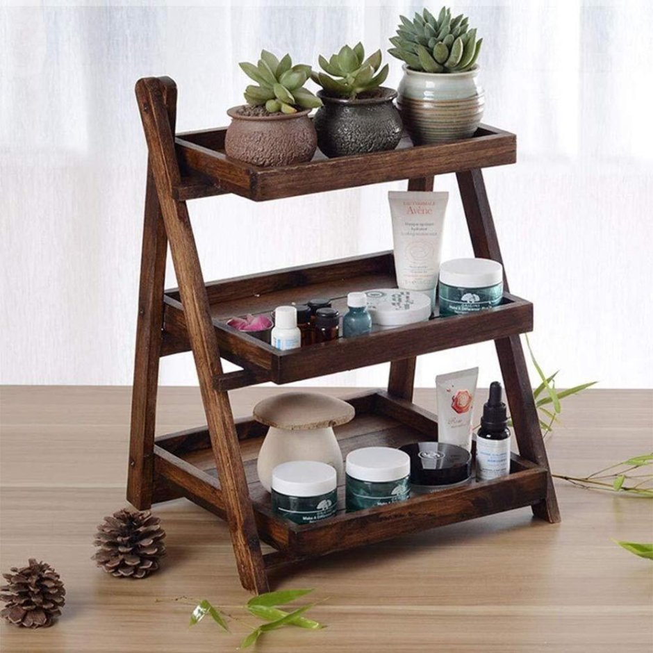 Этажерка для ванной комнаты деревянная