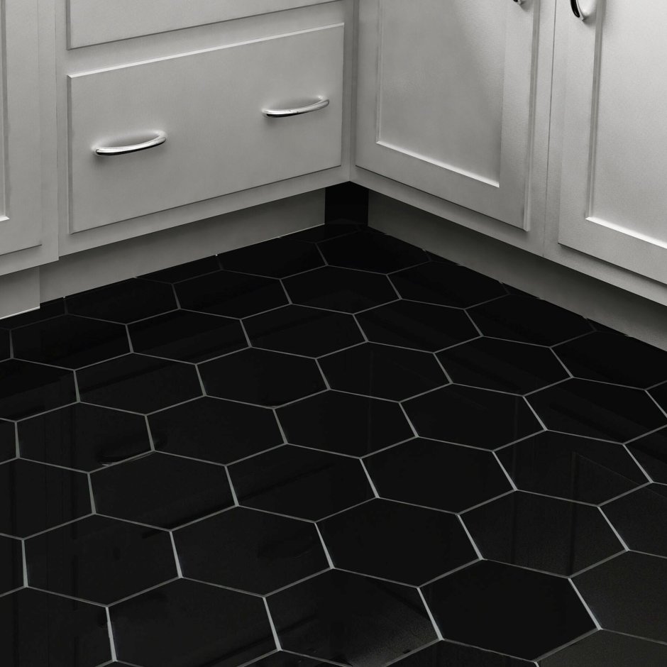 Черно белая плитка на кухне