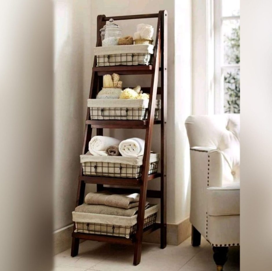 Этажерка узкая деревянная