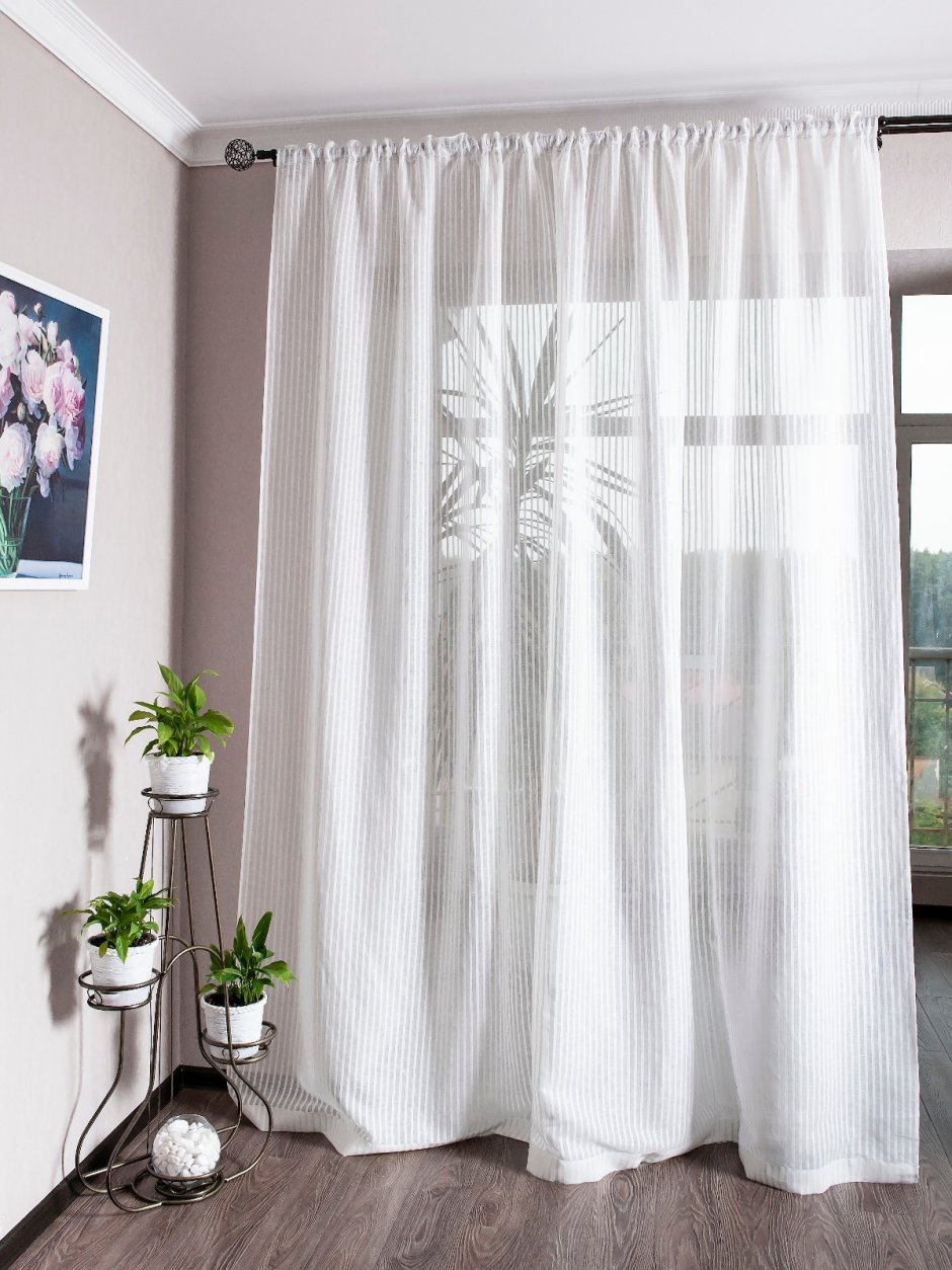 Тюль лен 100% белый матовый