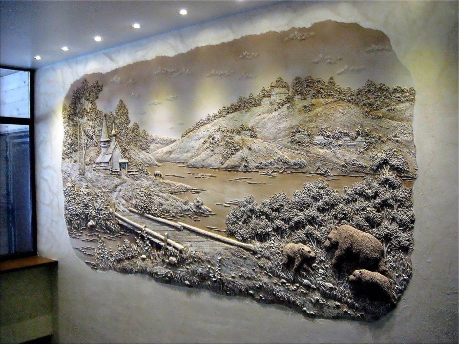 Объемная штукатурка на стене