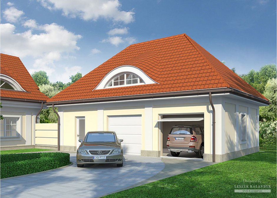 Проект гаража с жилой мансардой из пеноблоков