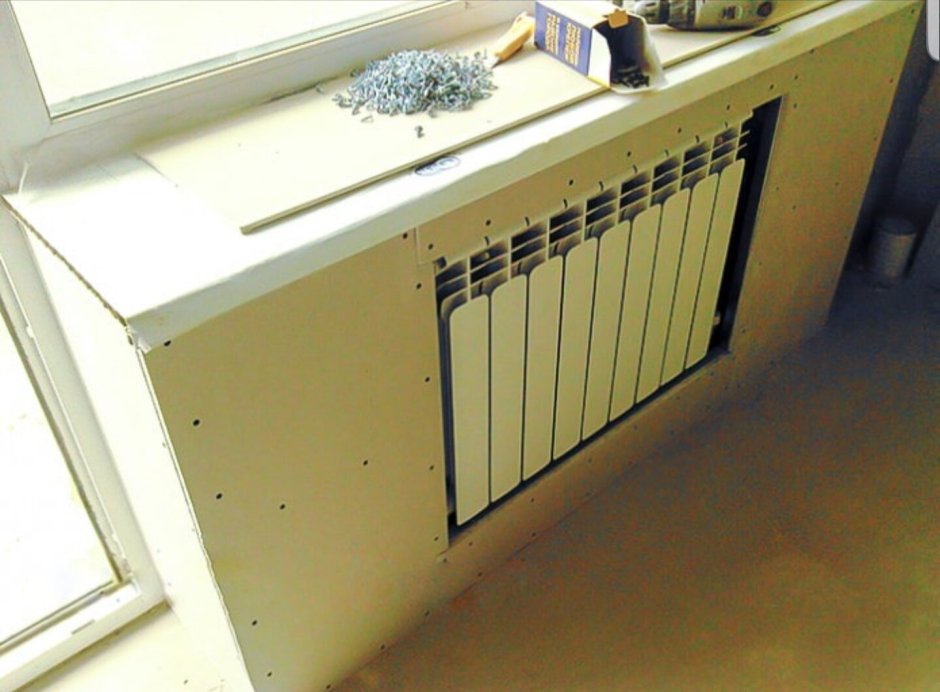 Экран для батареи из гипсокартона