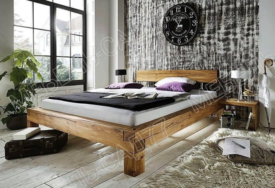 Деревянная кровать из бруса