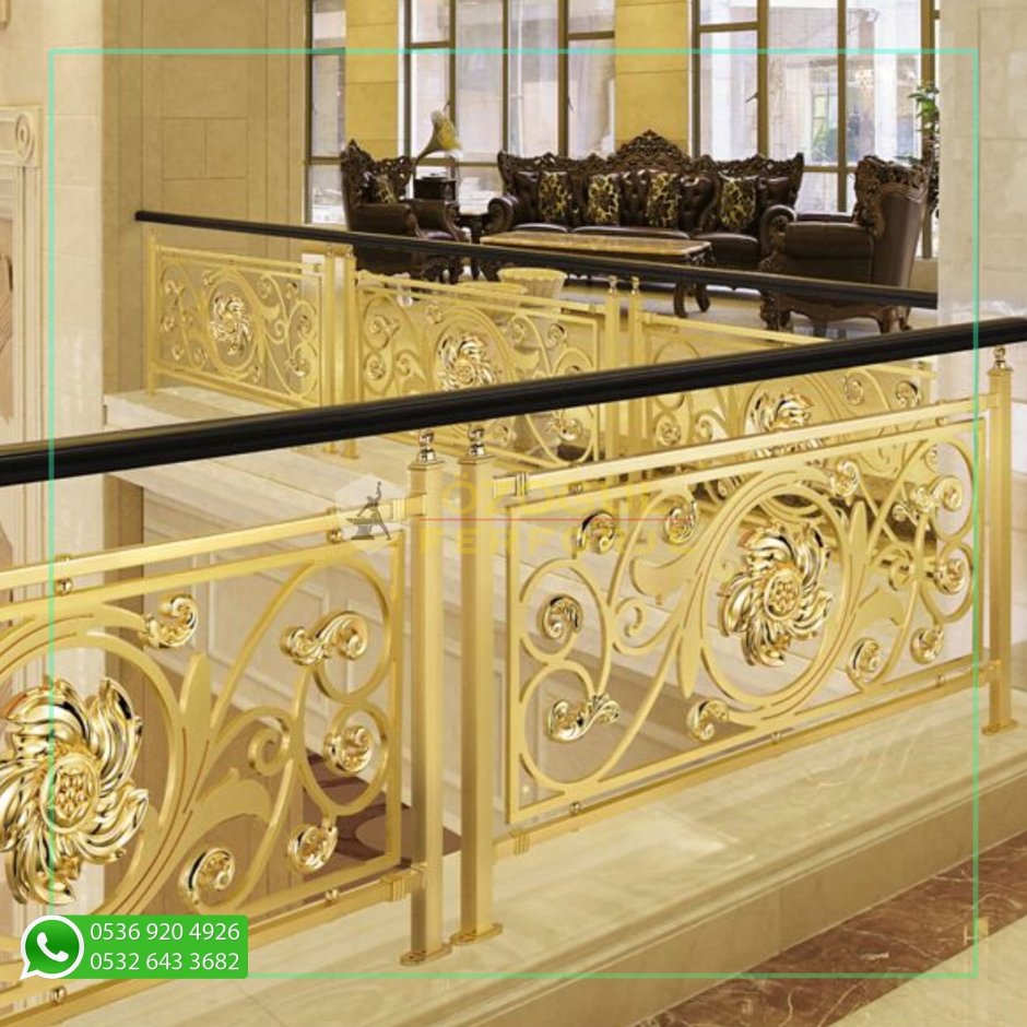 Ковка ограждения для лестниц золото