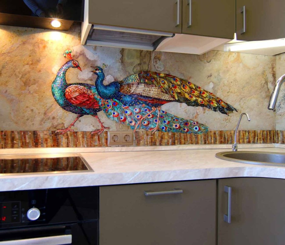 Кухонный фартук панно из мозаики