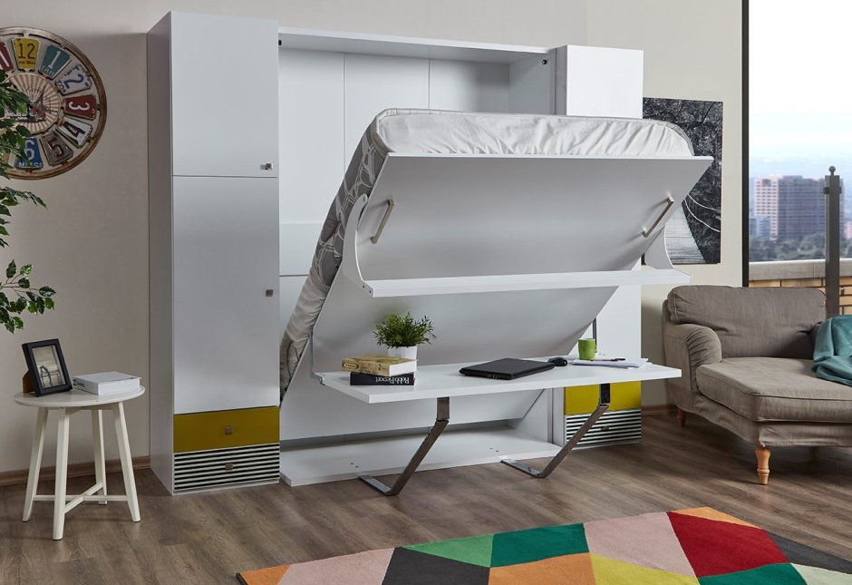 Кровать трансформер в интерьере однокомнатной квартиры