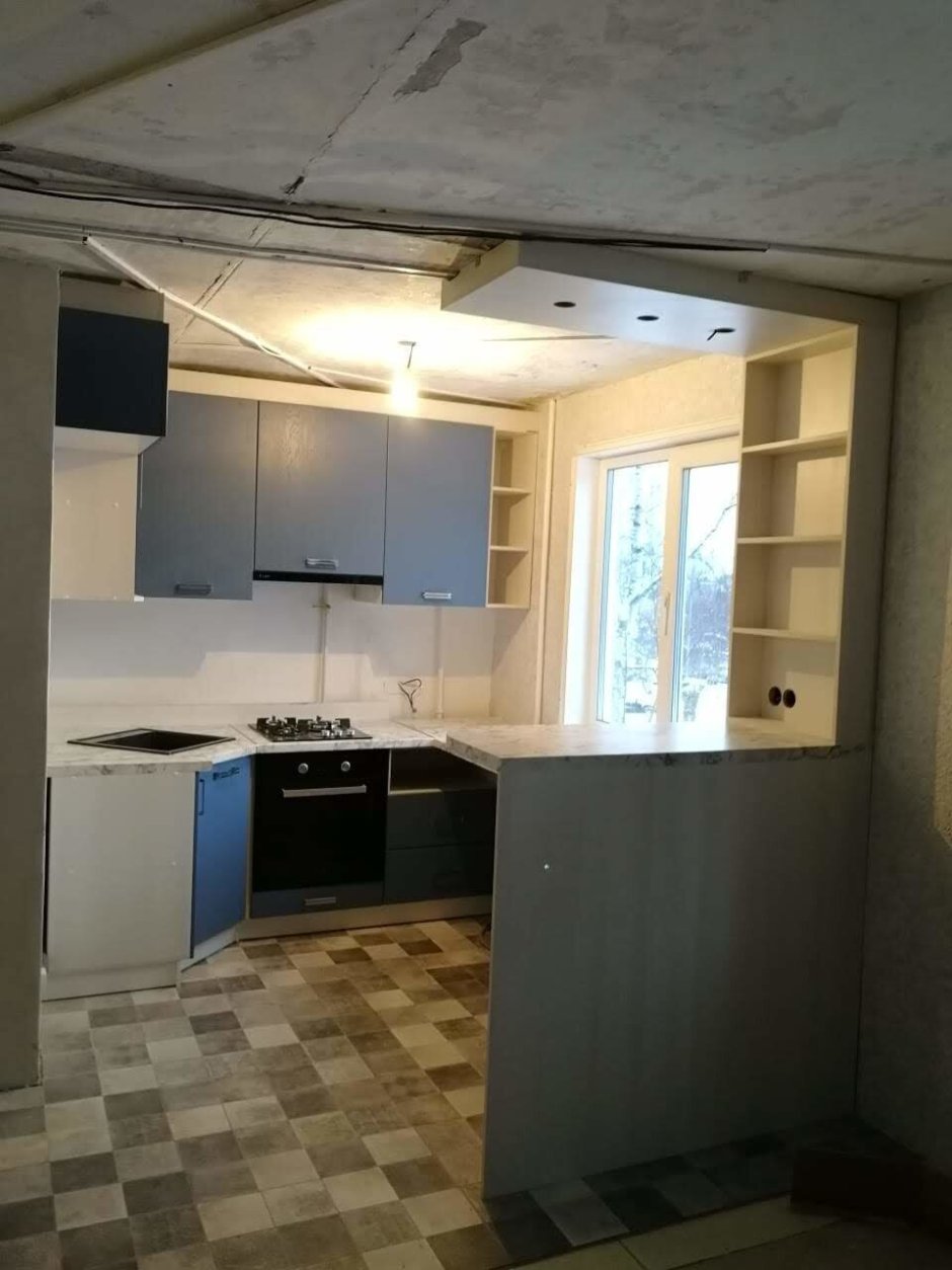 Перепланировка брежневки кухня