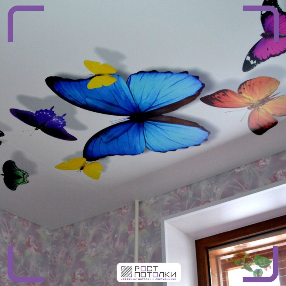 Натяжные потолки с бабочками