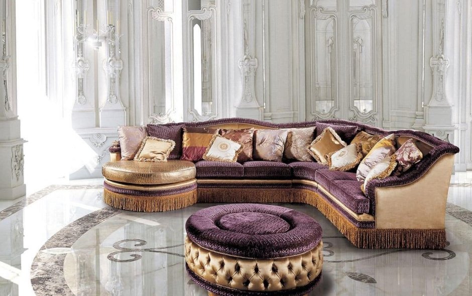 Диван угловой классический с бахромой