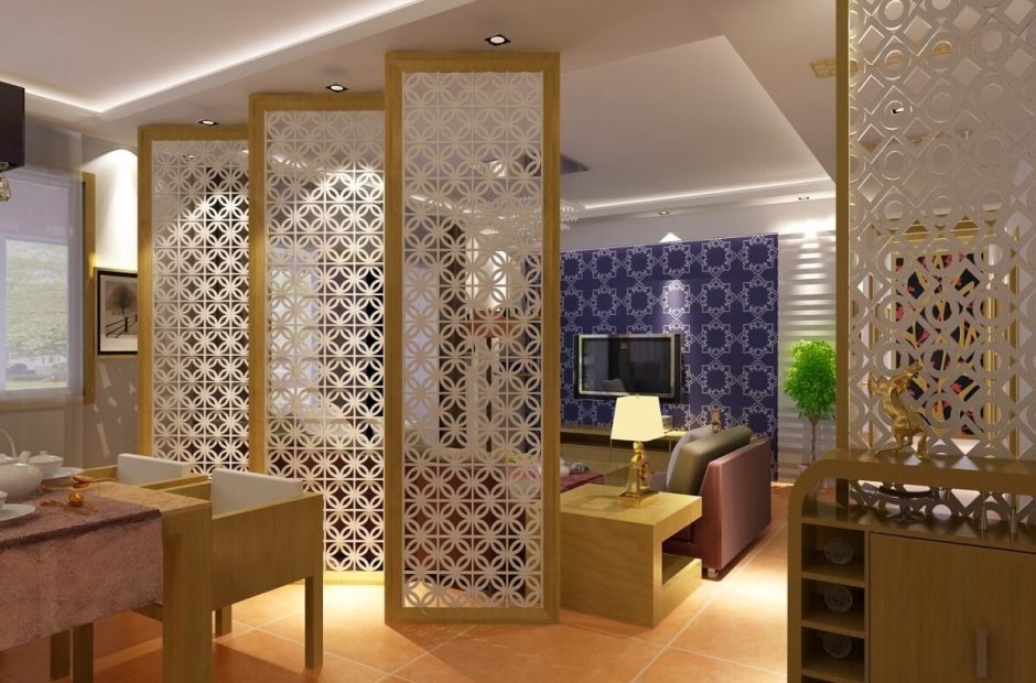 Декоративные ширмы между кухней и залом