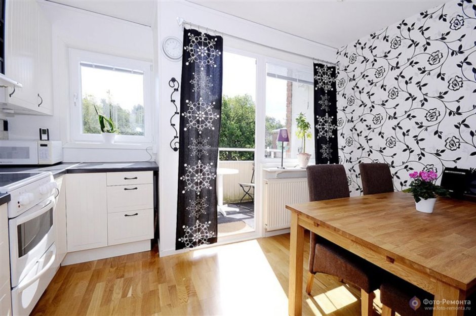 Шторы на кухню черно белые