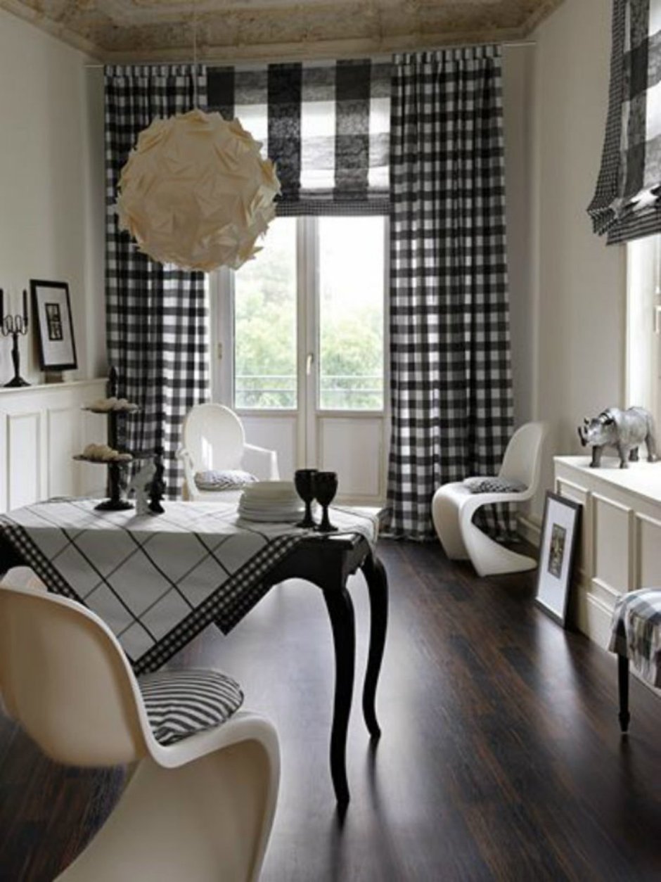 Шторы в клетку в интерьере