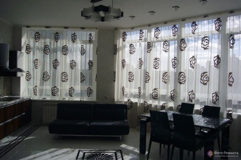 Шторы на кухню черно белые