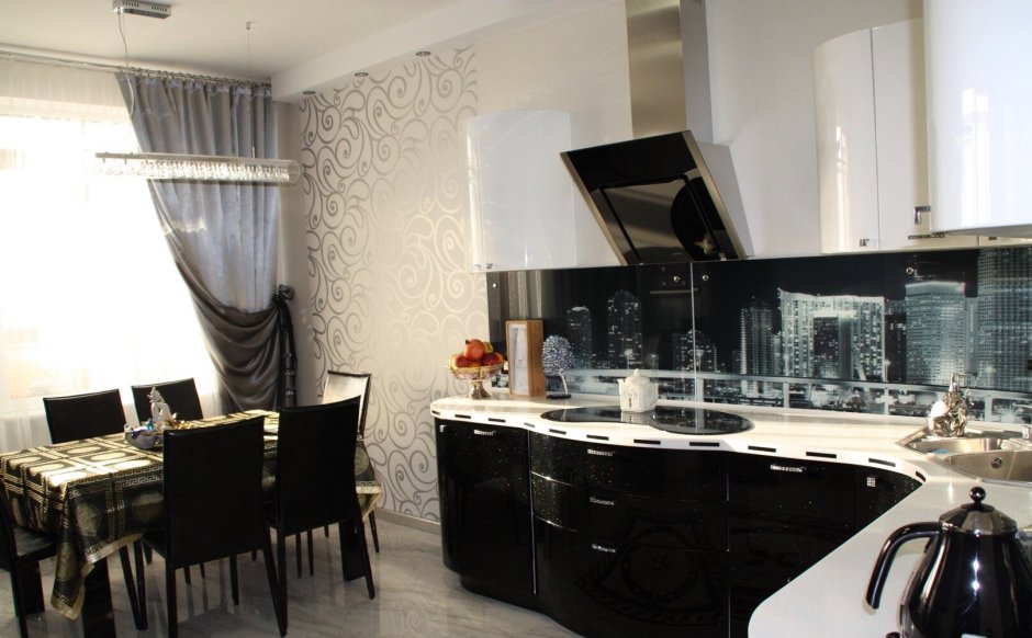 Обои для черно-белой кухни