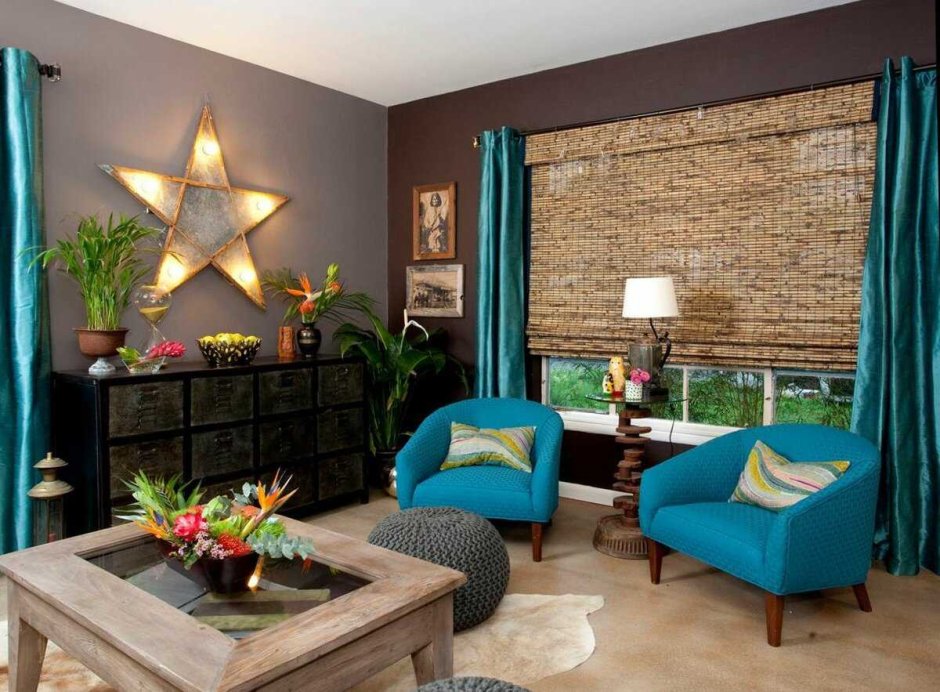 Спальня в бежево бирюзовых тонах