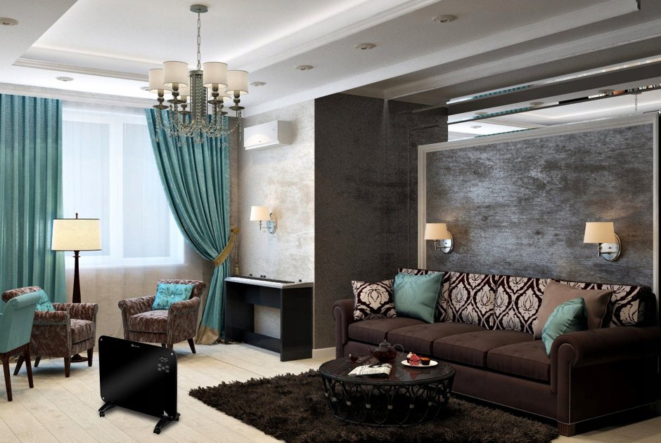 Бежево бирюзовая спальня