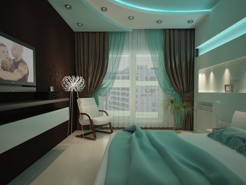 Гостиная в бирюзовый тонах