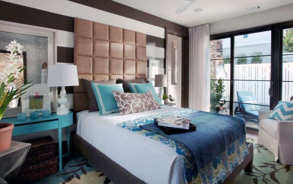 Бирюза и коричневый в интерьере