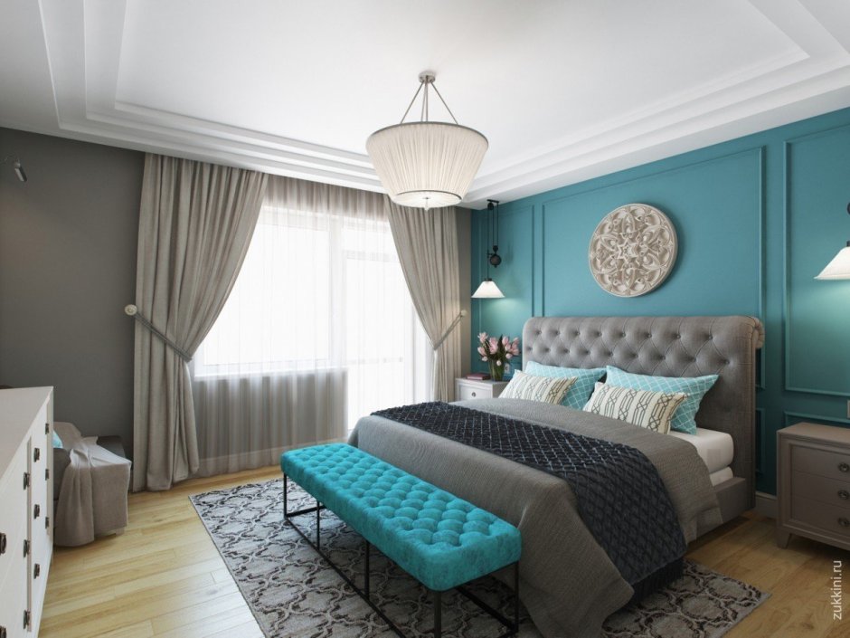 Кухня в бело бирюзовых тонах