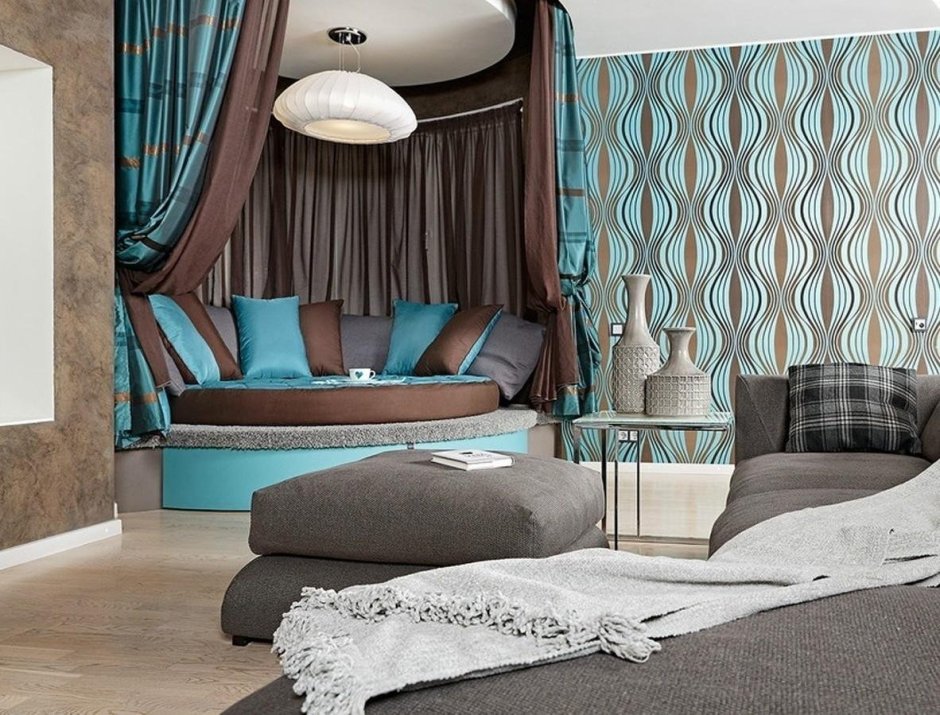 Спальня в бирюзовом цвете
