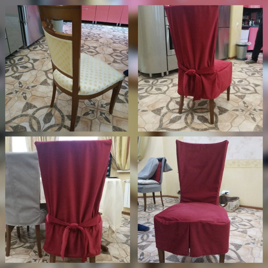 Чехлы на стулья со спинкой для кухни своими руками