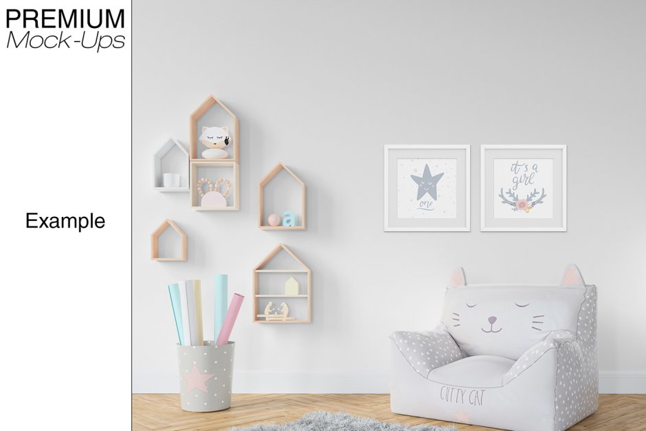 Frame Mockup free quadrato in the Room children