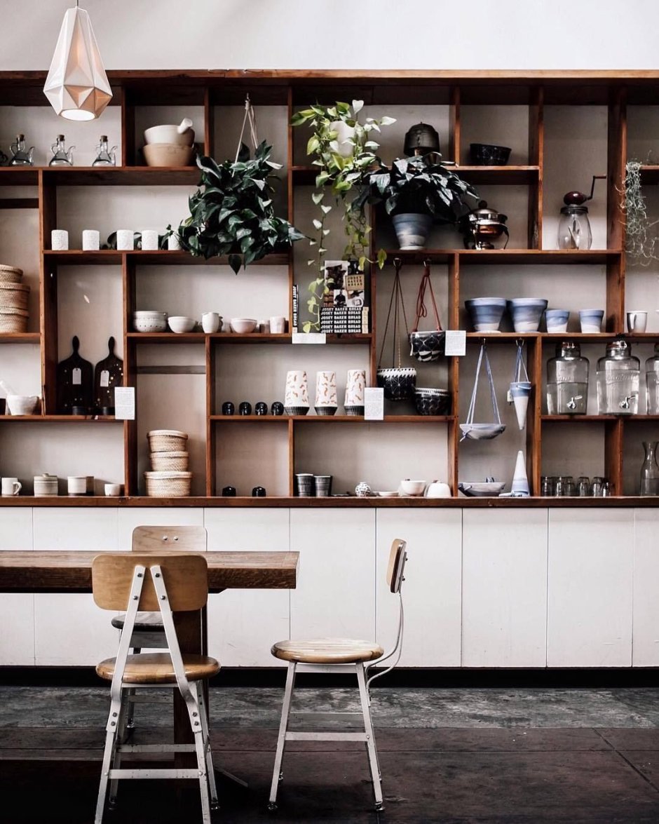 Полки в кофейне