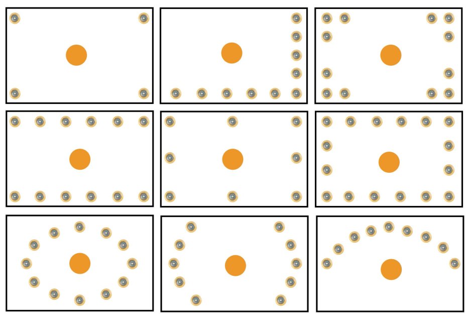 Расположение лампочек на натяжном потолке