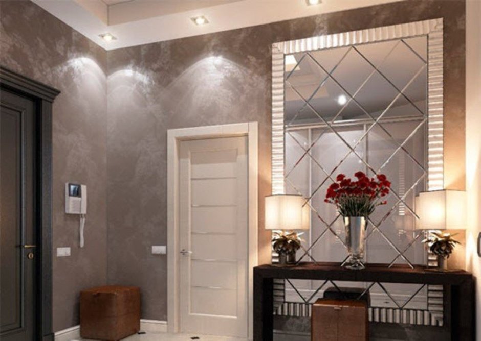 Круглое зеркало в интерьере прихожей