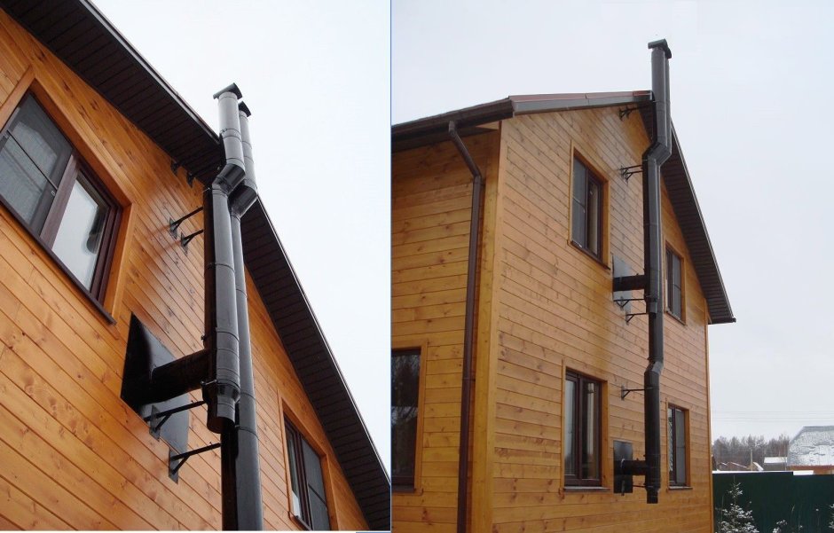 Монтаж наружного дымохода