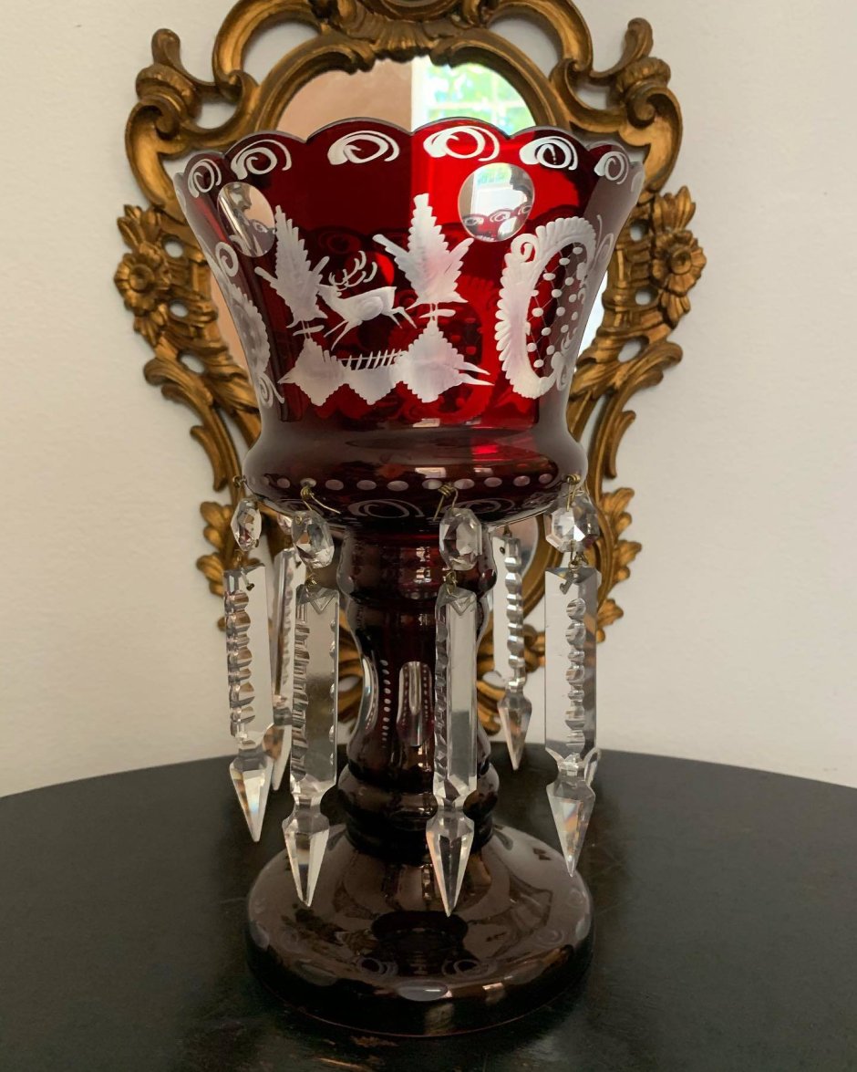 Люстра старинная рубиновое стекло