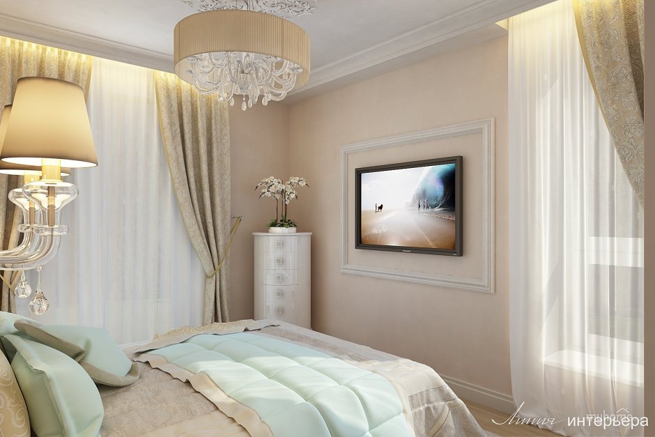 Спальня в классическом стиле пастельные тона