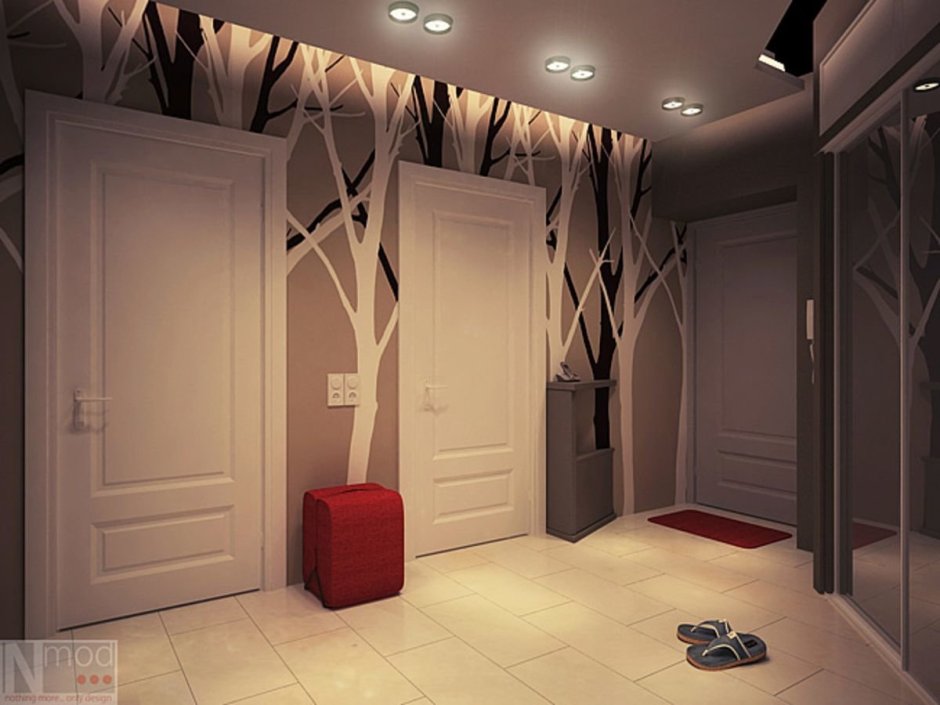 Ромбы на стене краской