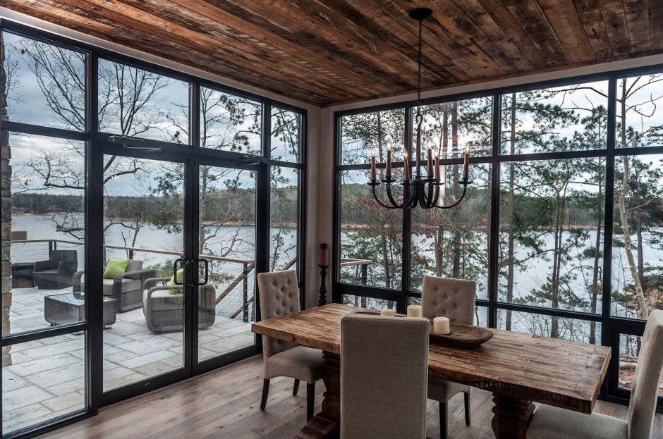 Безрамное остекление для барнхаус