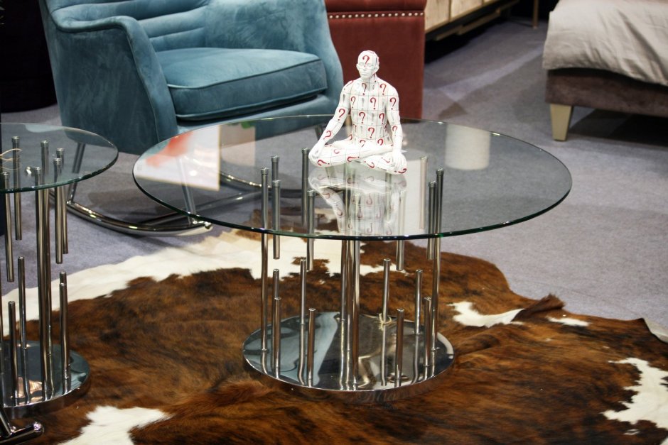 GY-et7747 стол журнальный прозрачное стекло/хром d60*55см