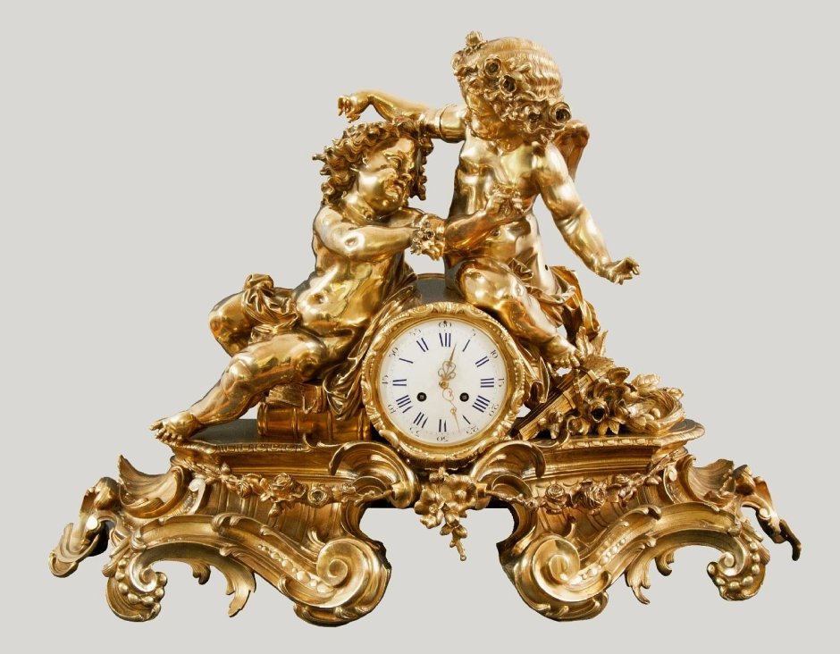 Часы настенные Барокко белые серебро
