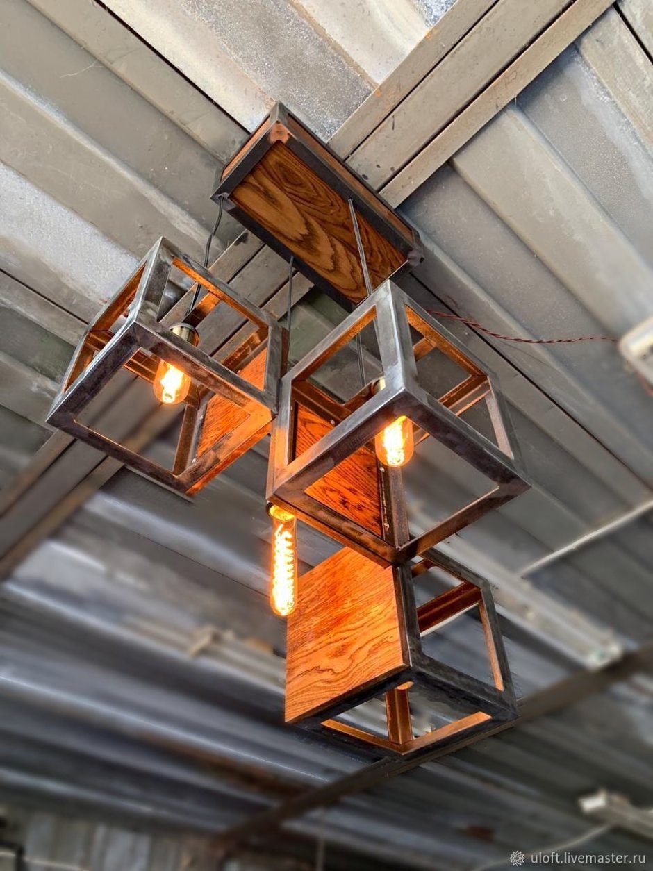 Светильники лофт дерево металл