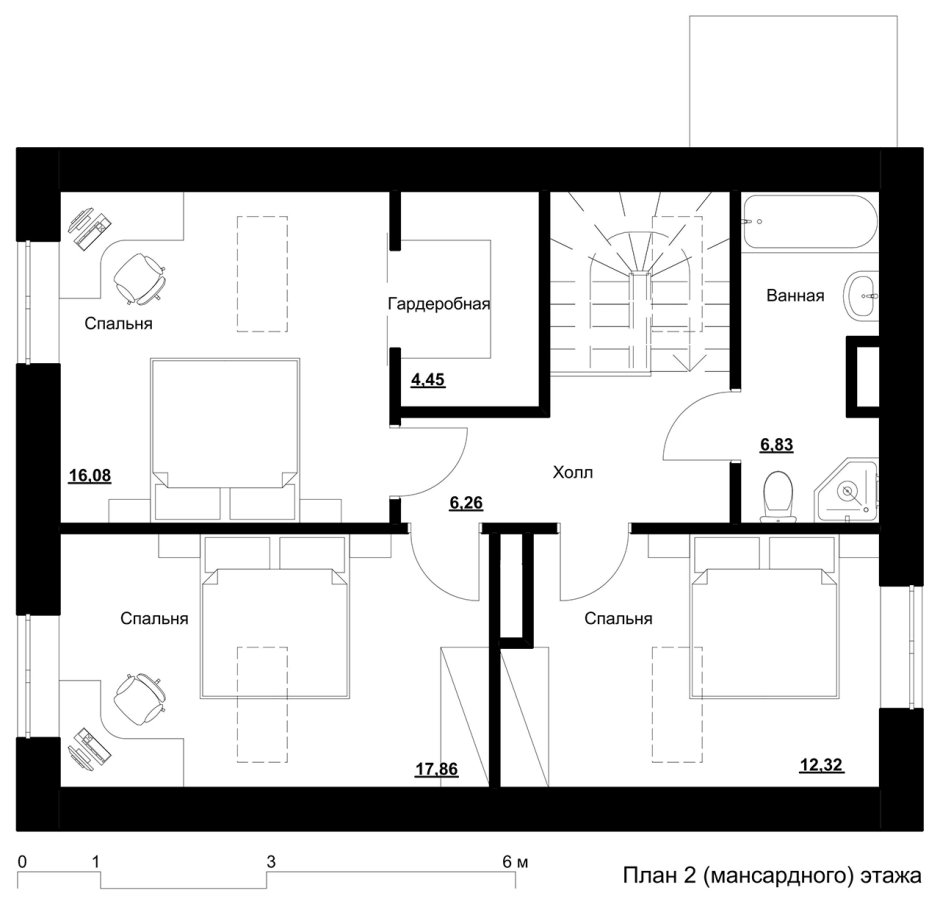 Спальная с гардеробной и санузлом планировка