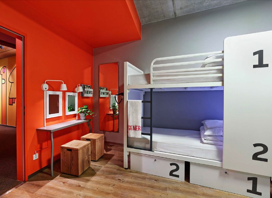 Интерьер хостела в стиле лофт