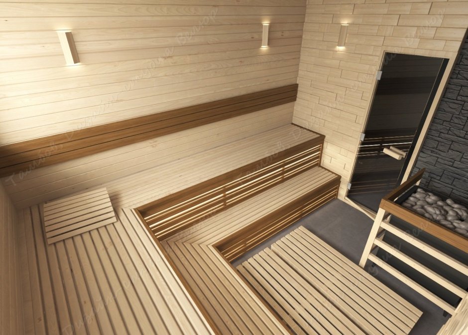 Интерьер двухэтажной бани