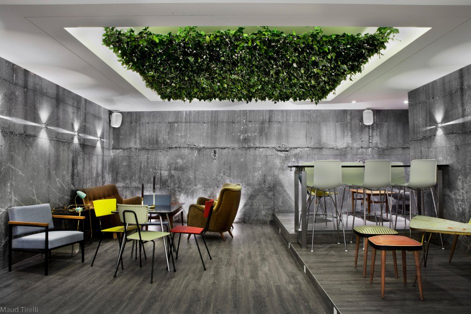 Зелень в интерьере кафе
