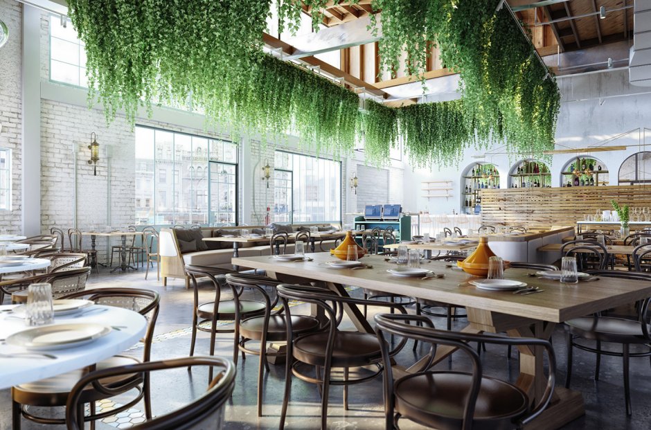 Интерьер вегетарианского кафе