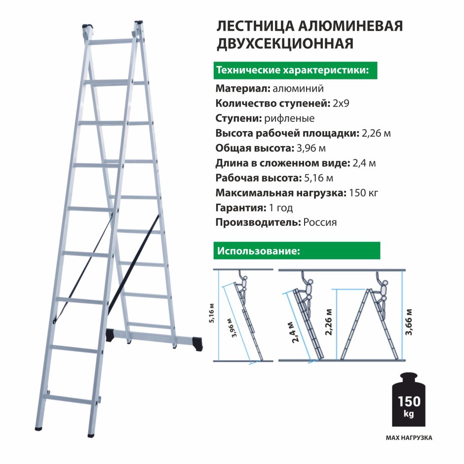 Лестница трансформер 3-секционная UPU Ladder up307 4,6 м